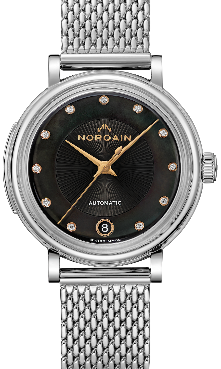 NORQAIN WATCH FREEDOM 60 BLACK MOP DIAMOND BRACELET