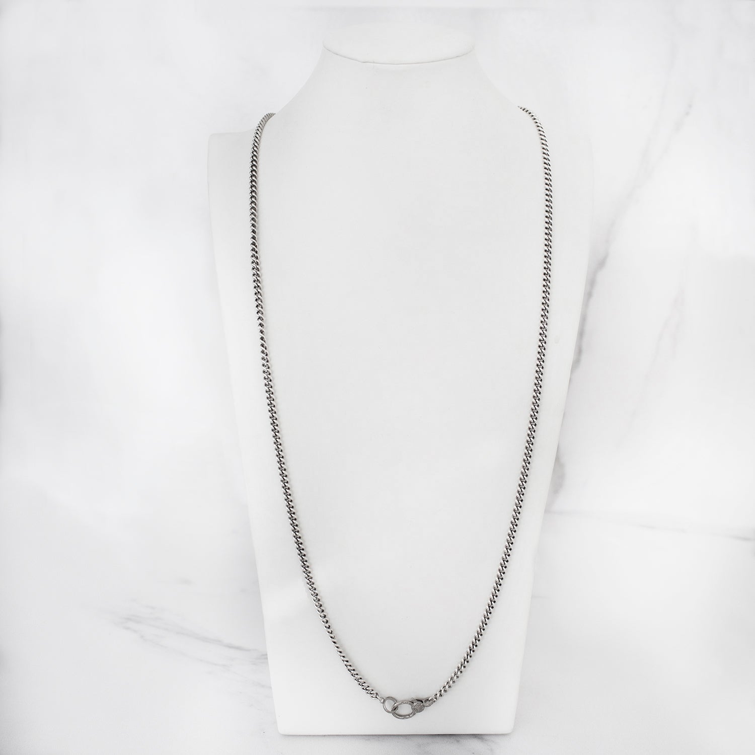 Long Curb Chain Necklace with Diamond Claw Clasp NB000024 - TBird
