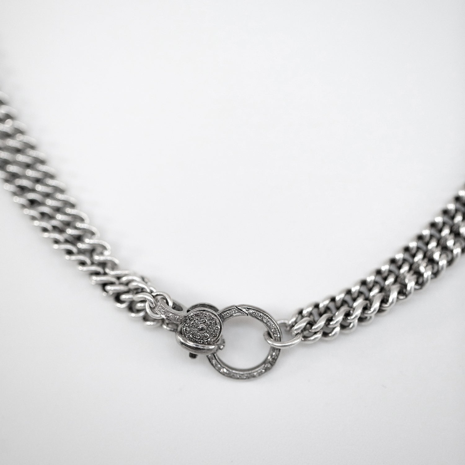 Long Curb Chain Necklace with Diamond Claw Clasp NB000024 - TBird
