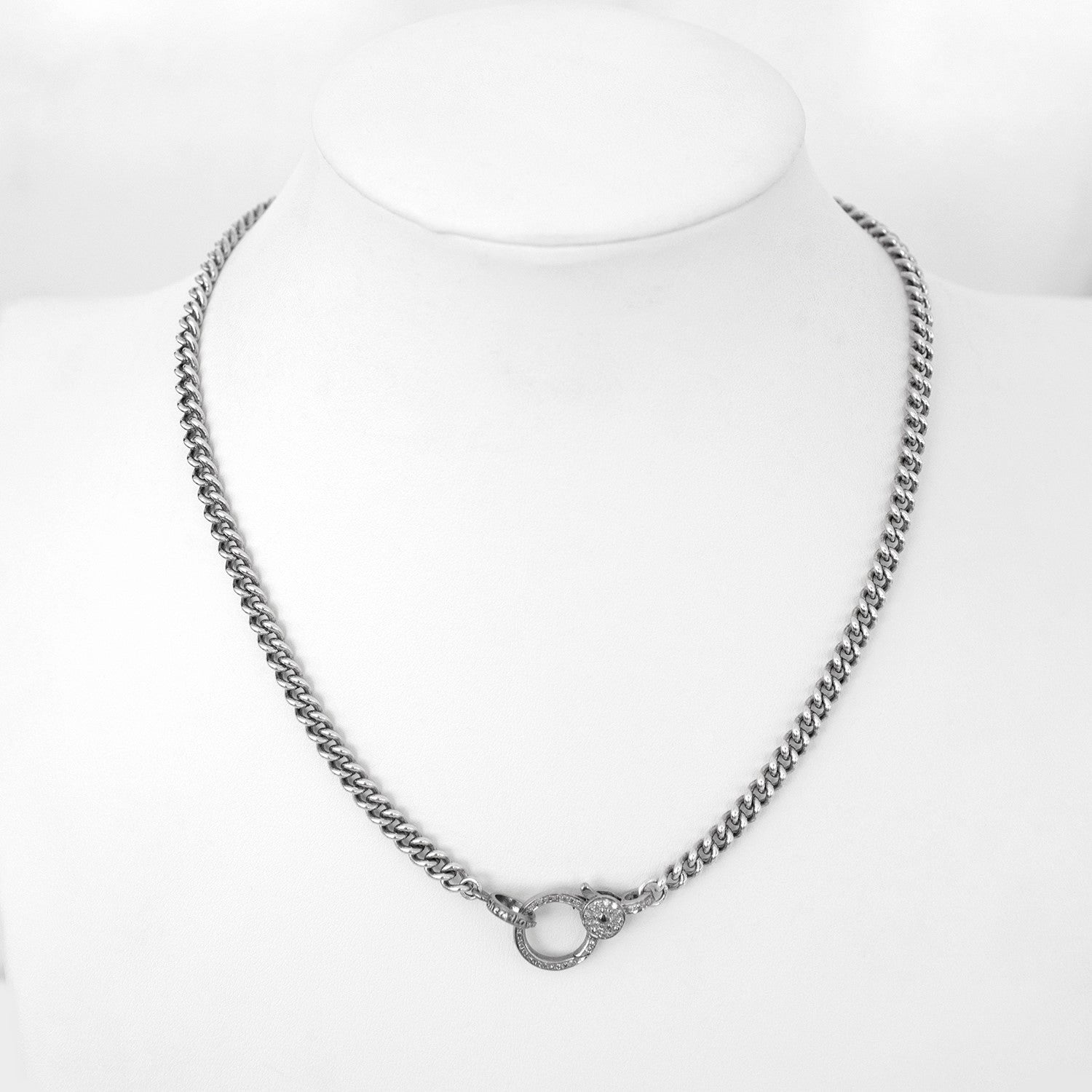 Short Curb Chain Necklace with Diamond Claw Clasp - 17" NB000086 - TBird