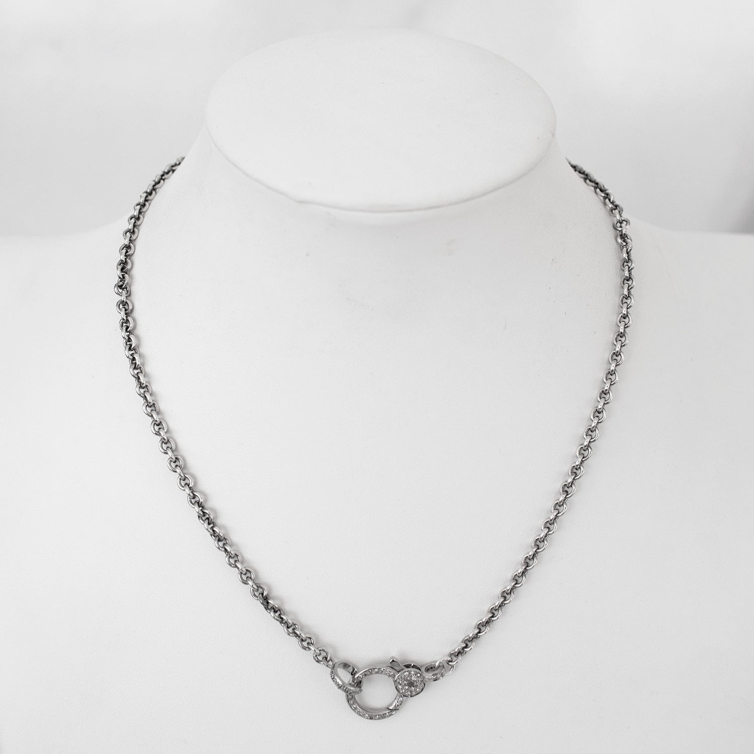 Short Cable Chain Necklace with Diamond Claw Clasp - 17" NB000384 - TBird