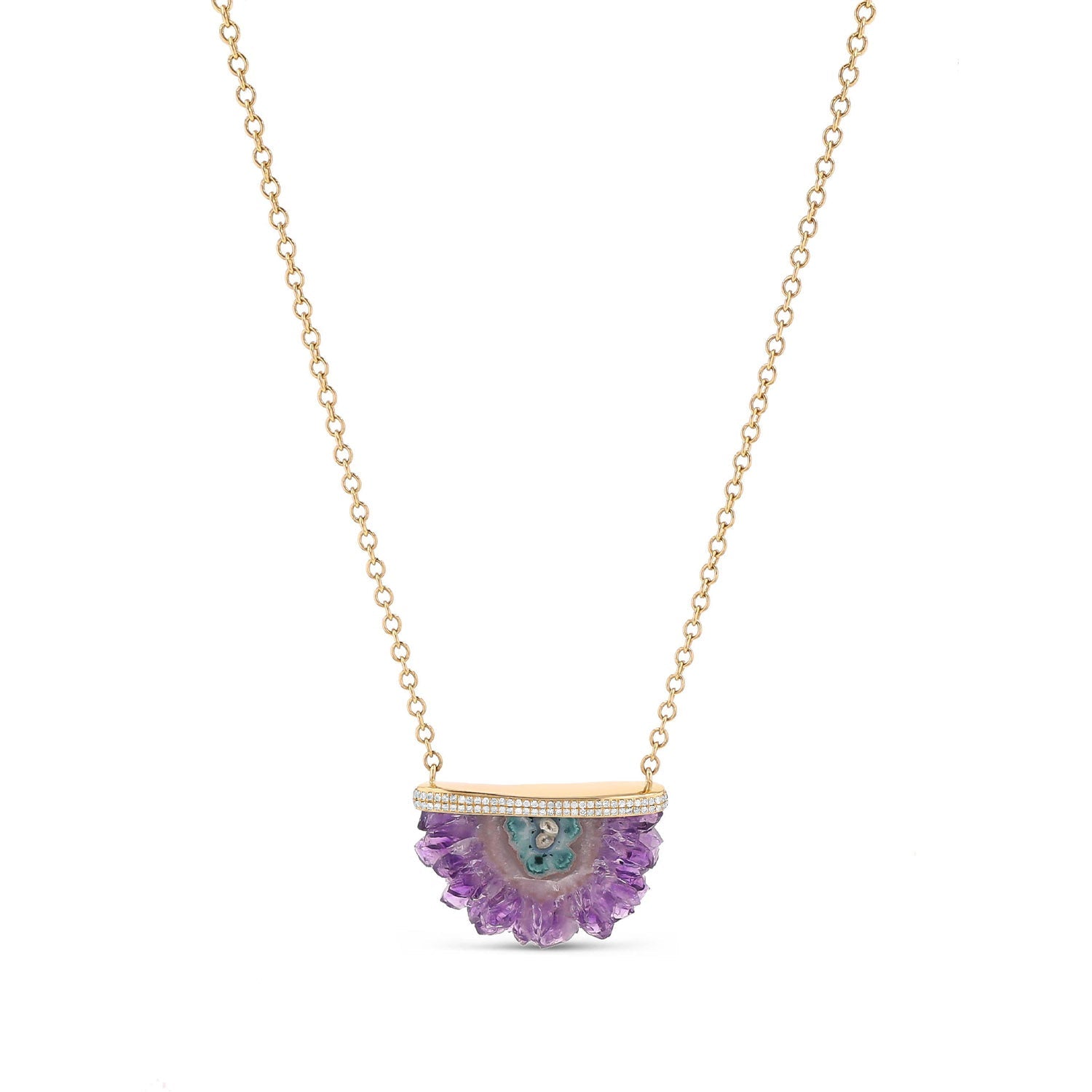 Purple Stalactite 14K Gold & Diamond Pendant Chain Necklace - 18"  NG000679 - TBird