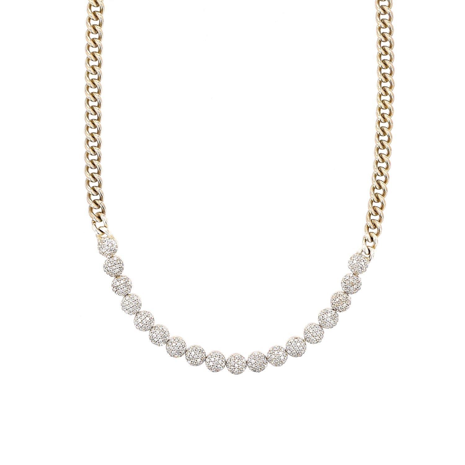 14K Gold Diamond Pebble Cuban Chain Necklace - 16"  NG002593 - TBird