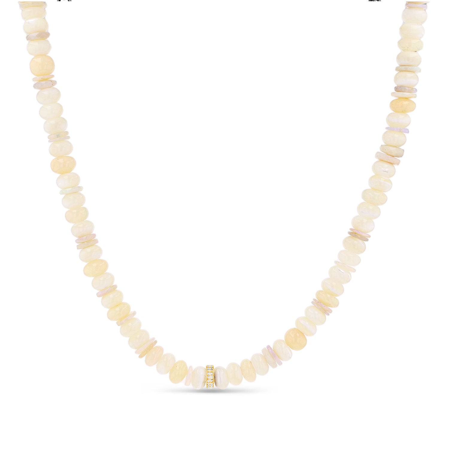 14K Mother of Pearl & Opal Necklace with 14K Diamond Rondelle - 17-18"  NG002747 - TBird