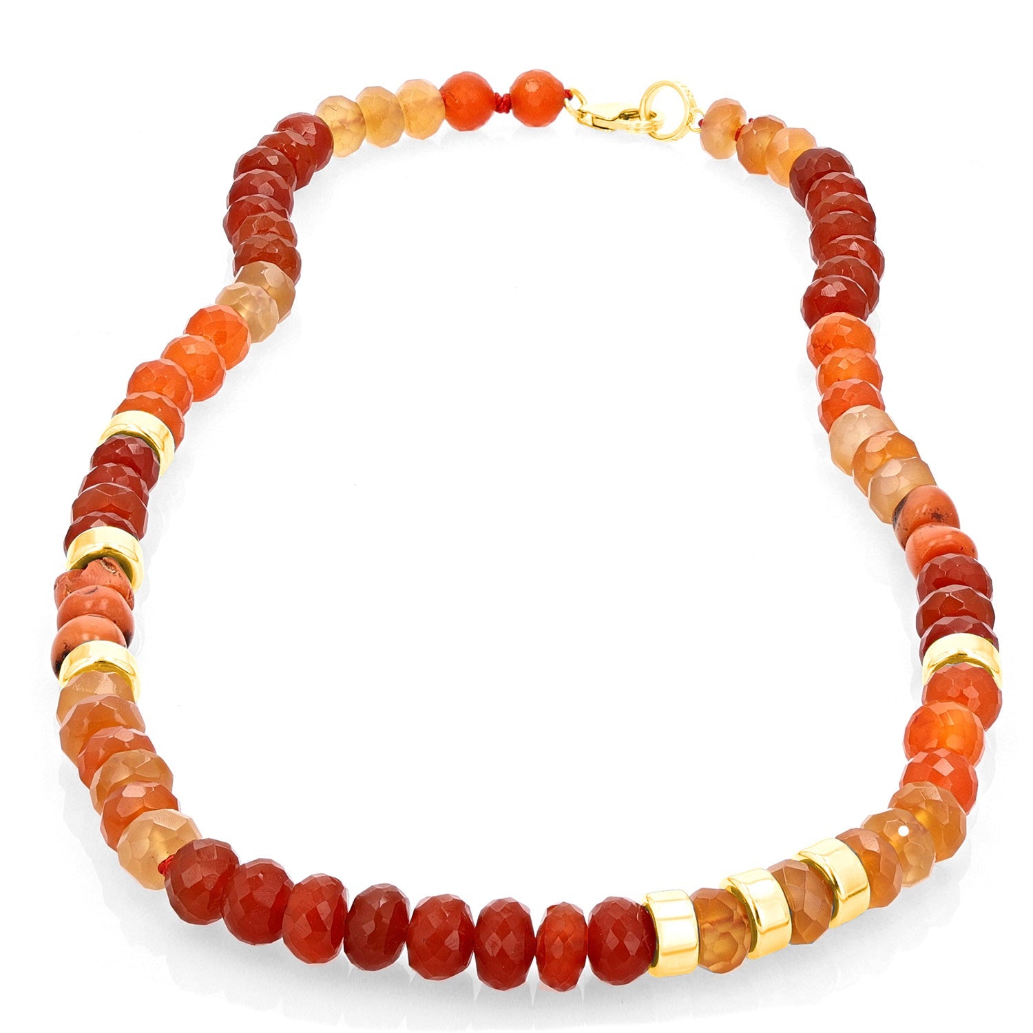 Hand Knotted Tangerine Gemstone Mix Carnelian and Coral Necklace-18" NG002833 - TBird