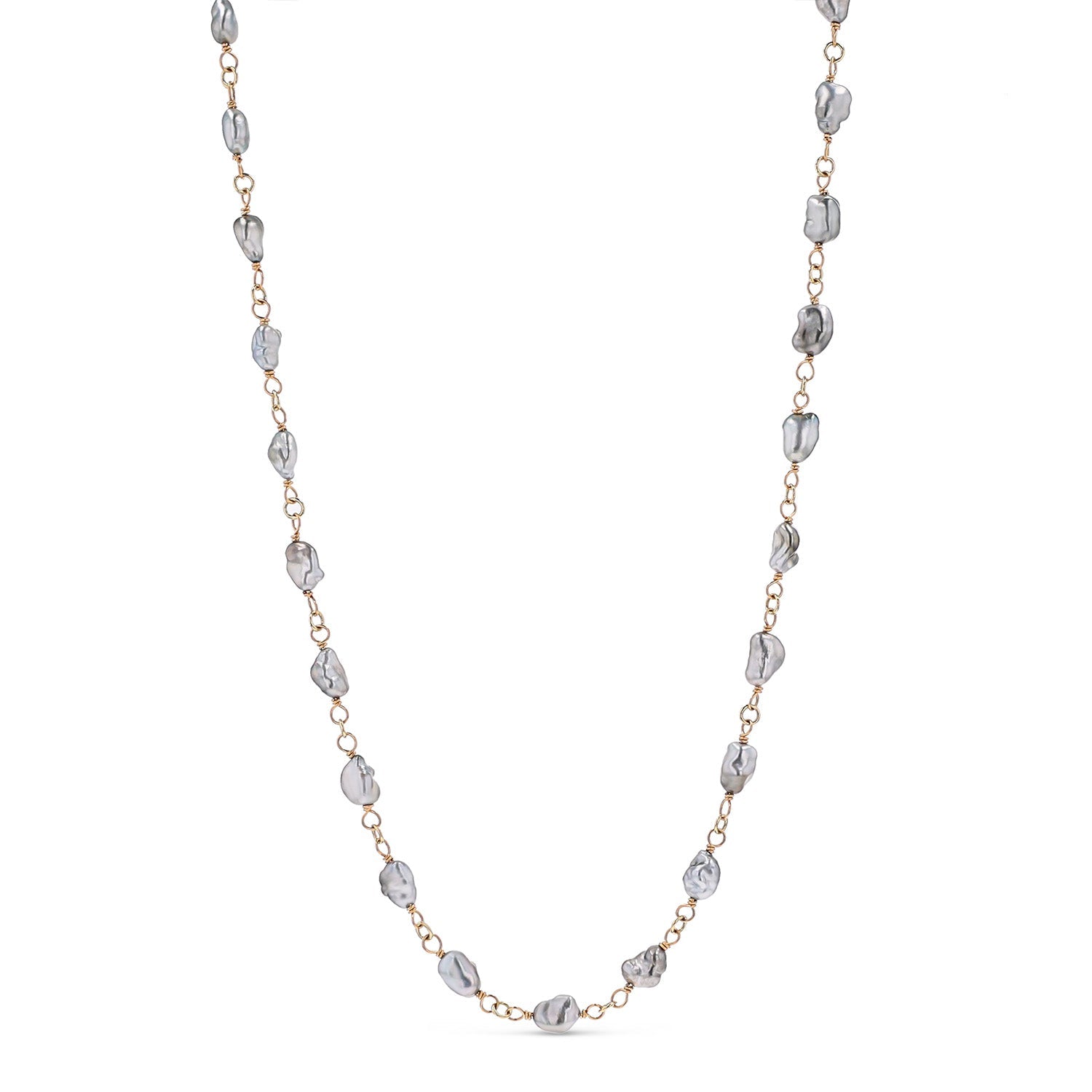 14k Tahitian Keshi Pearl Rope Necklace - 44"  NG002835 - TBird