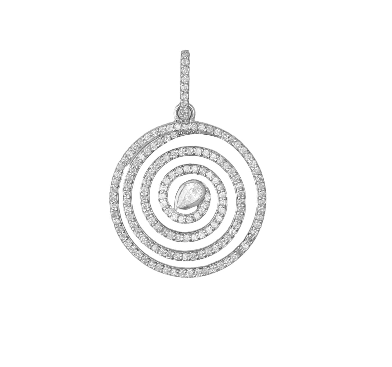 Diamond Waveform Spiral Pendant with Teardrop Diamond Center  P0001148 - TBird