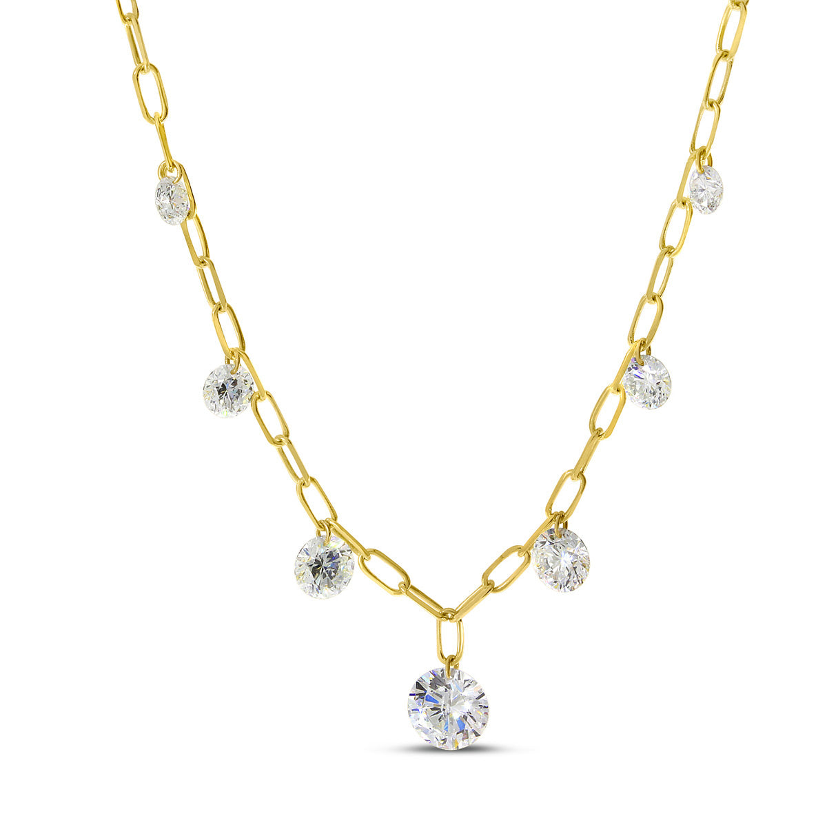 DASHING DIAMOND GRADUATED LINK CHAIN NECKLACE P10373-18