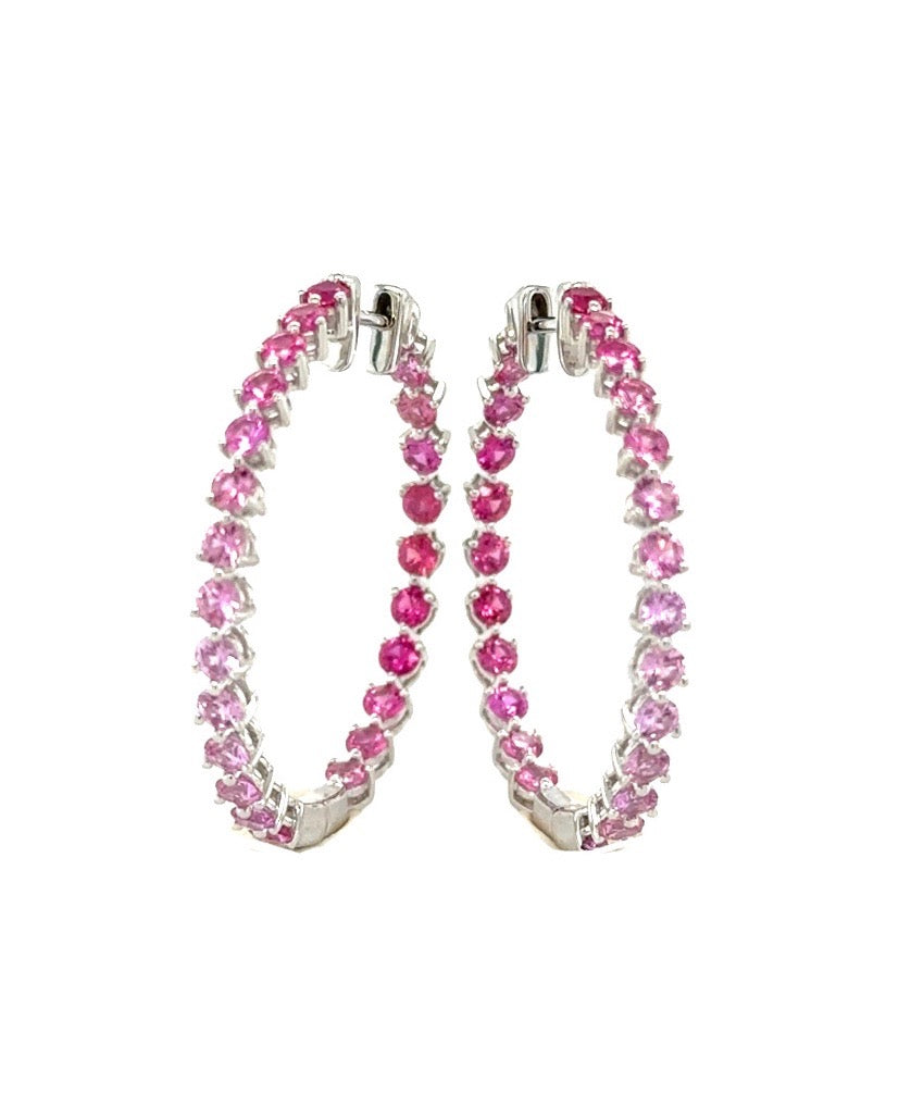 Pink Sapphire Hoop Earrings 241-JSA