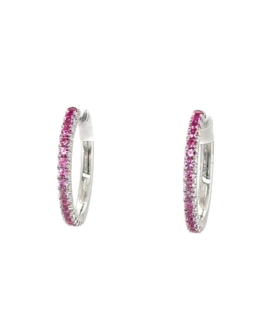 Pink Sapphire Mini Hoop Earrings 258-JSA