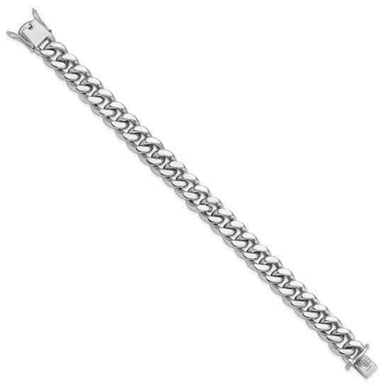 Sterling Silver Rhodium-plated Curb Link Men's 8.5in Bracelet