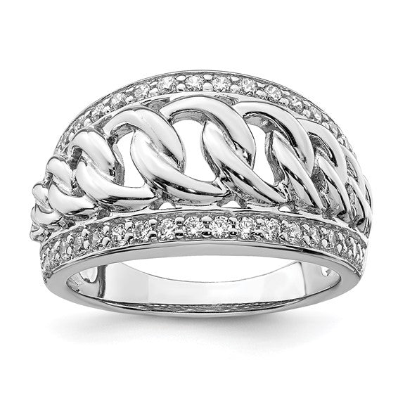 Sterling Silver Rhodium Plated CZ Ring