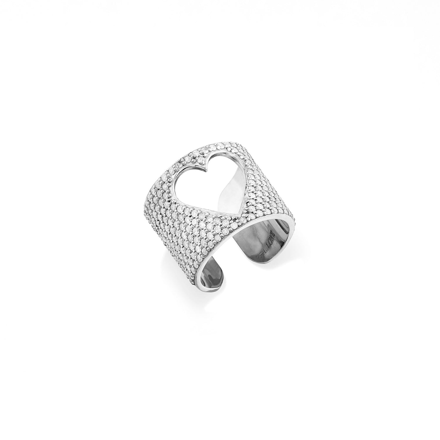 Diamond Heart Wide Cuff Ring R0122 - TBird