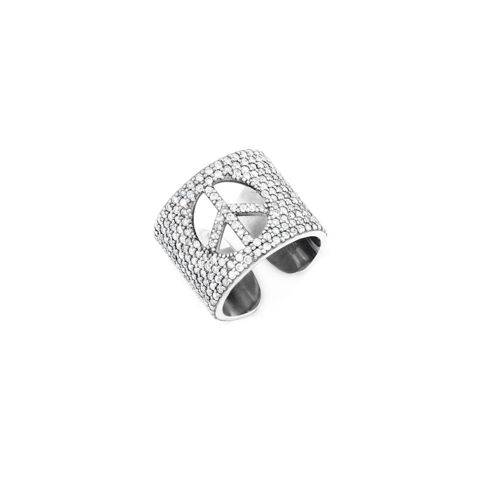 Diamond Peace Wide Cuff Ring  R0124 - TBird