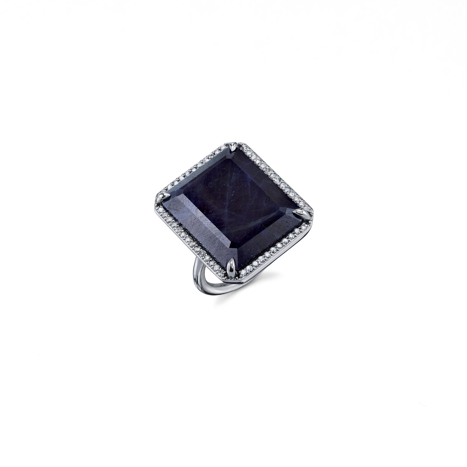 Mirror Cut Sapphire Diamond Halo Ring R0143 - TBird