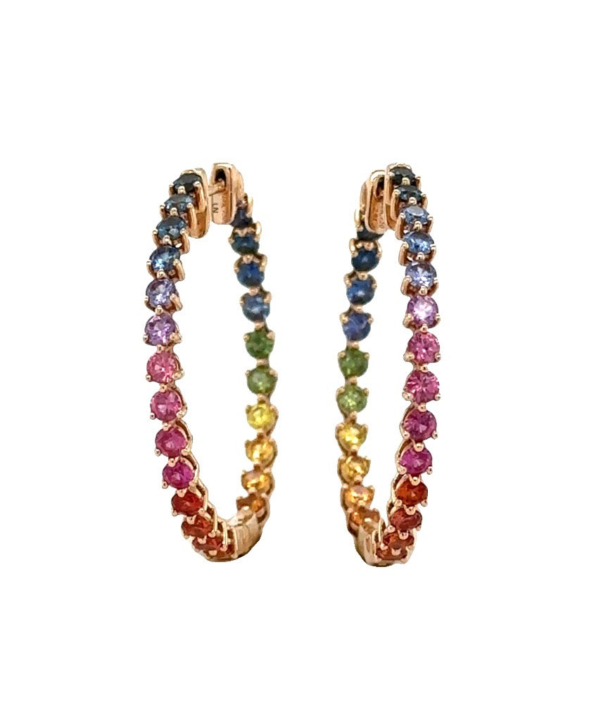 Rainbow Sapphire Hoop Earrings 243-JSA