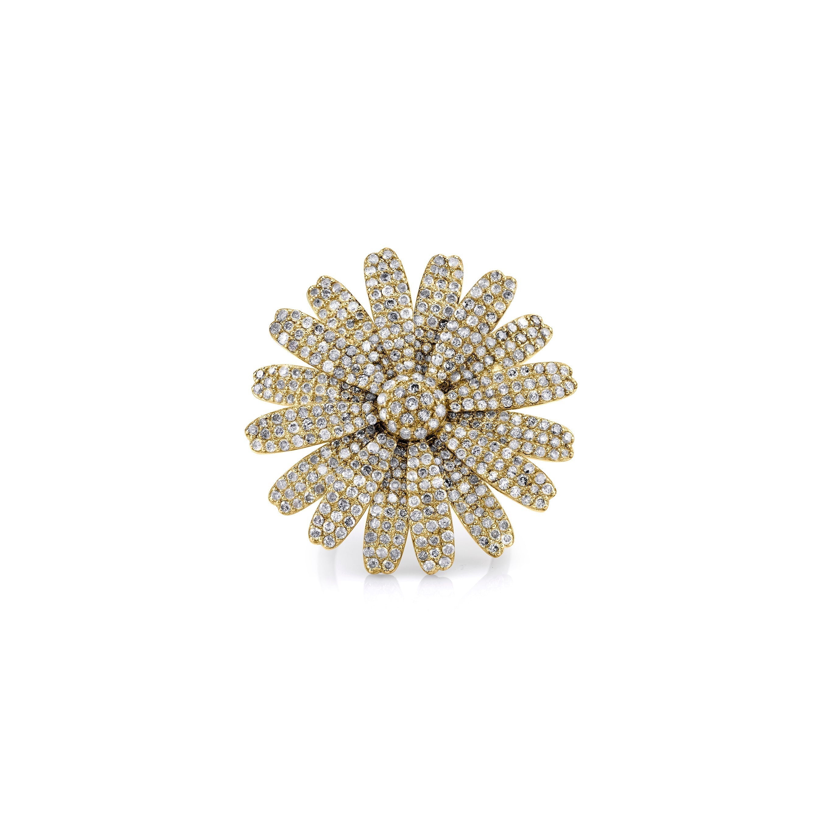 14K Gold Diamond Large Daisy Ring RG023 - TBird