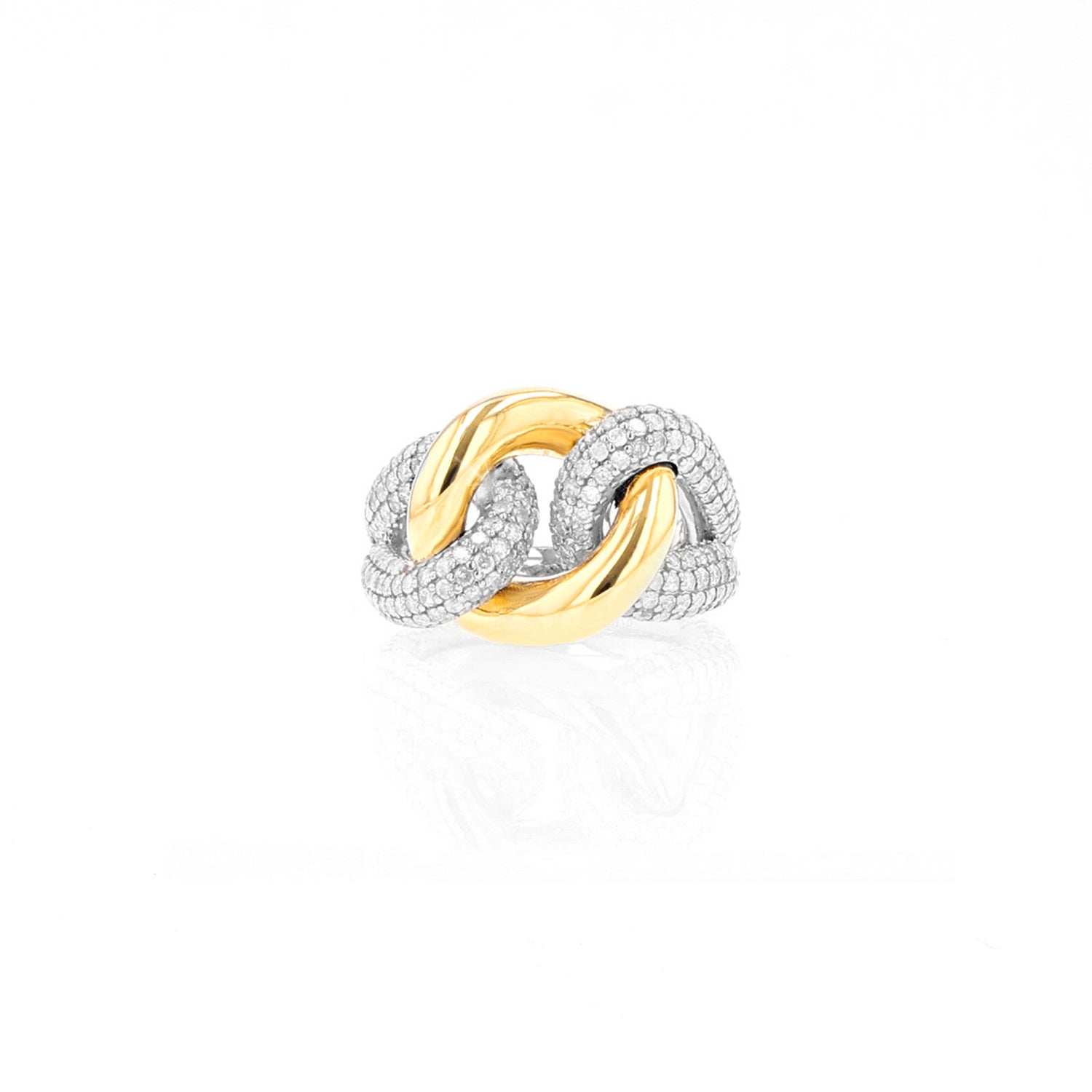 14k Yellow Gold and Silver Diamond Love Knot Ring RM001 - TBird