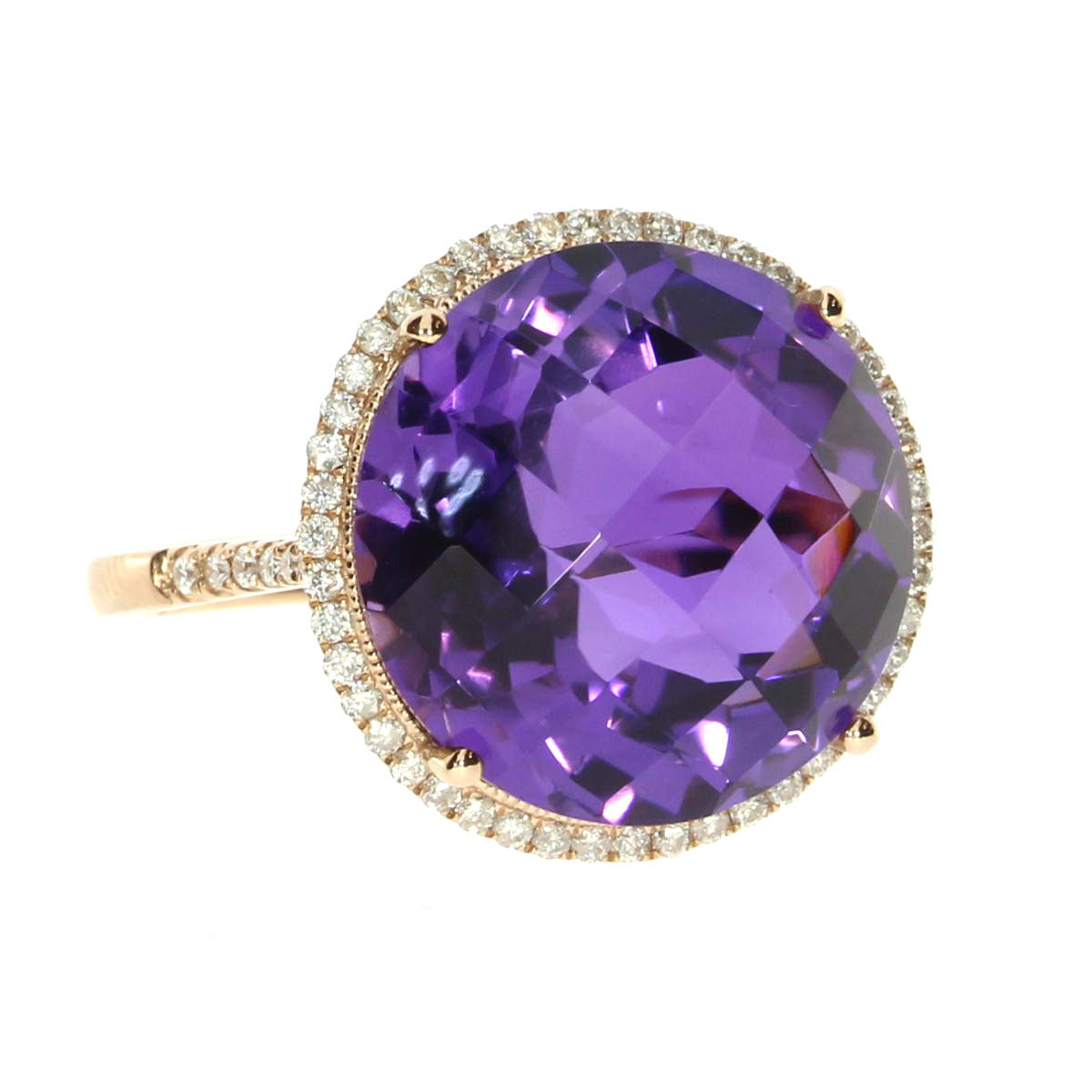 LARGE ROUND AMETHYST & DIAMOND RING RM3359P