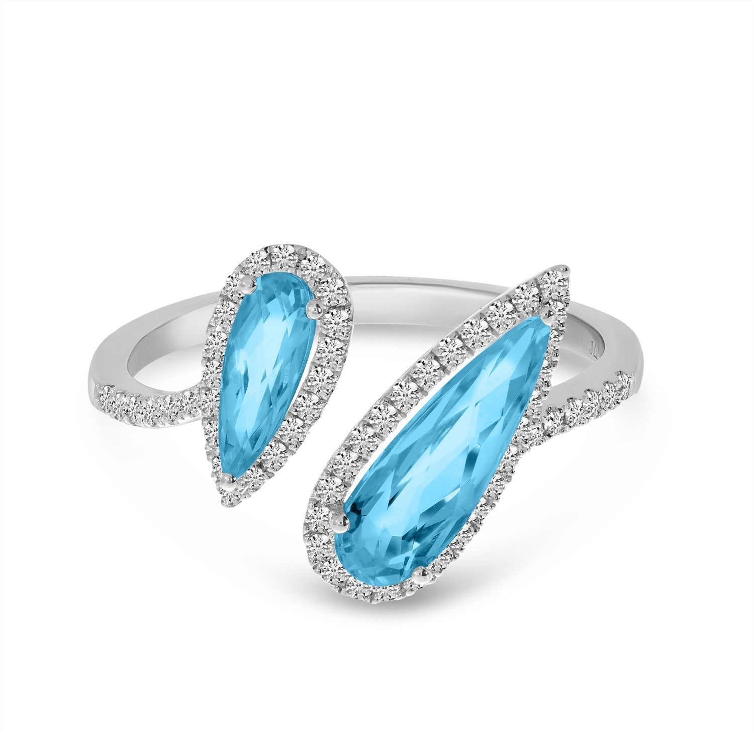 OFFSET DIAMOND DUO BLUE TOPAZ RING RM3747W-04-1