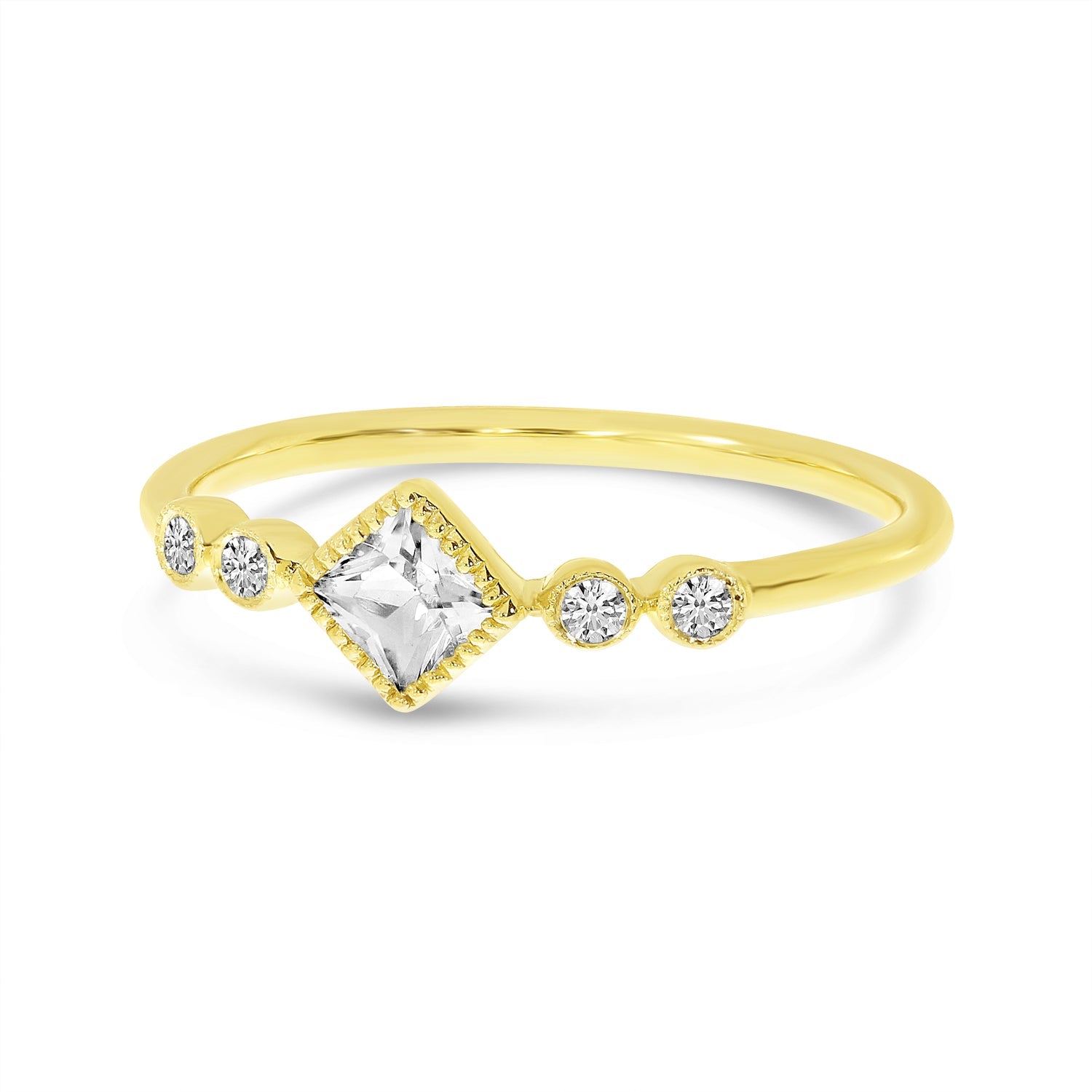 PRINCESS-CUT DAINTY WHITE TOPAZ RING RM4268-04