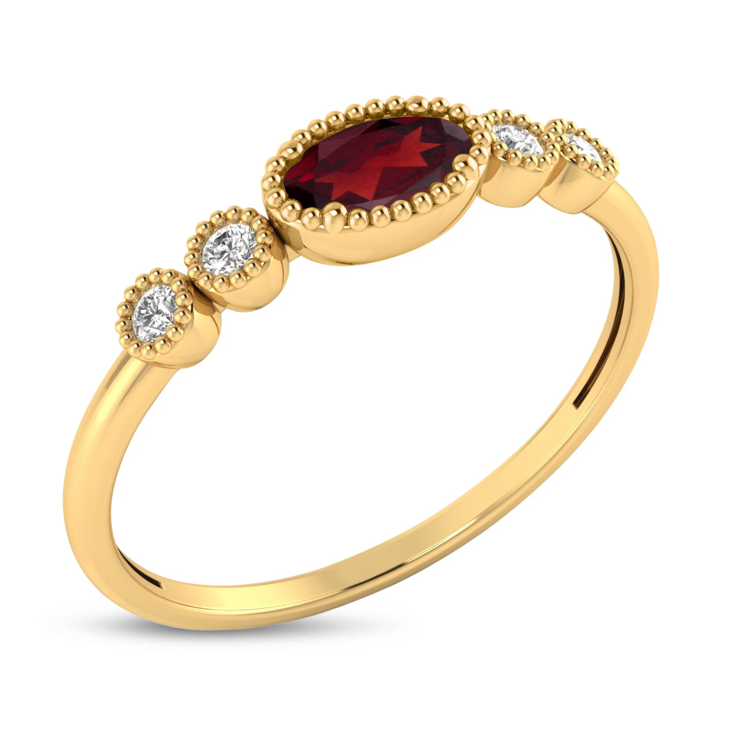 14K Yellow Gold Oval Garnet and Diamond Stackable Ring RM4307X-JAN