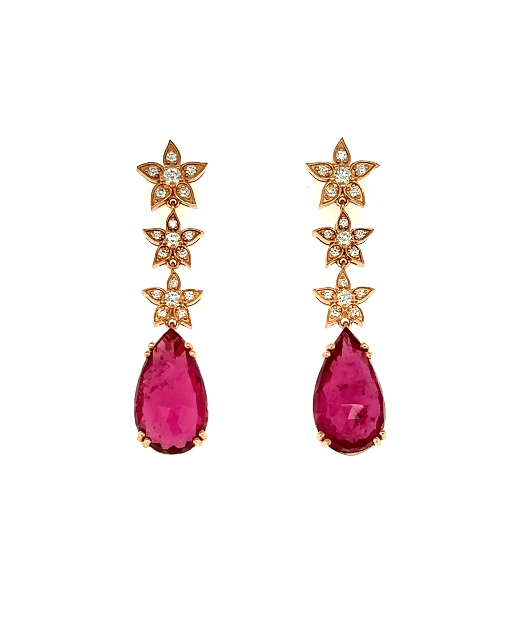Rubellite Drop Earrings with Diamonds 49-JSA