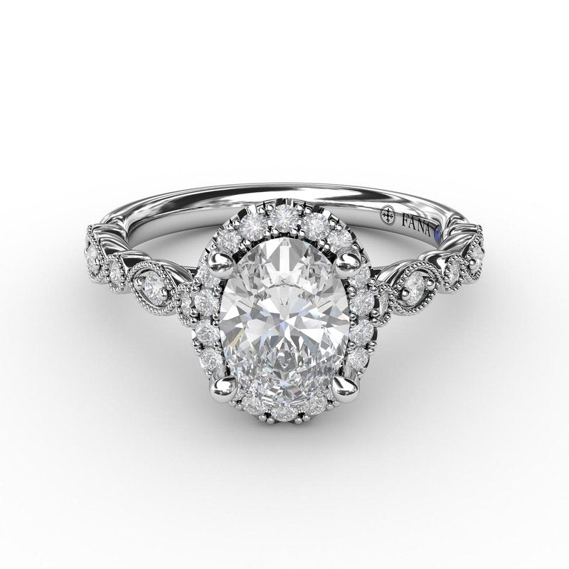 Classic Diamond Engagement Ring with Detailed Milgrain Band S3065 - TBird