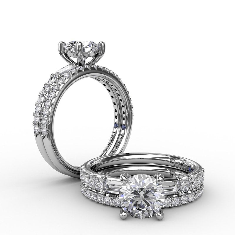 Contemporary Diamond Solitaire Engagement Ring With Baguettes S3327 - TBird