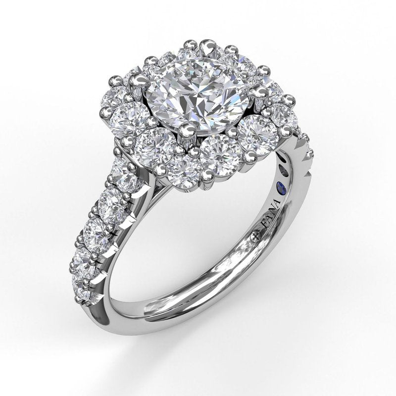 Large Diamond Cushion Halo Engagement Ring S3459 - TBird