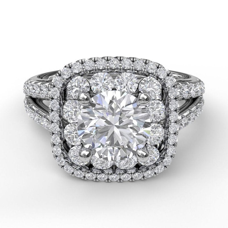 Exquisite Unique Double Halo Engagement Ring S3507 - TBird