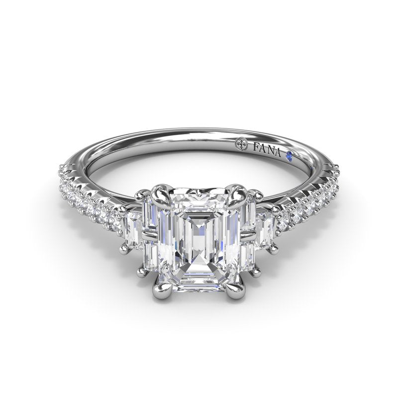 Emerald Cut Side Stone Engagement Ring S4102 - TBird