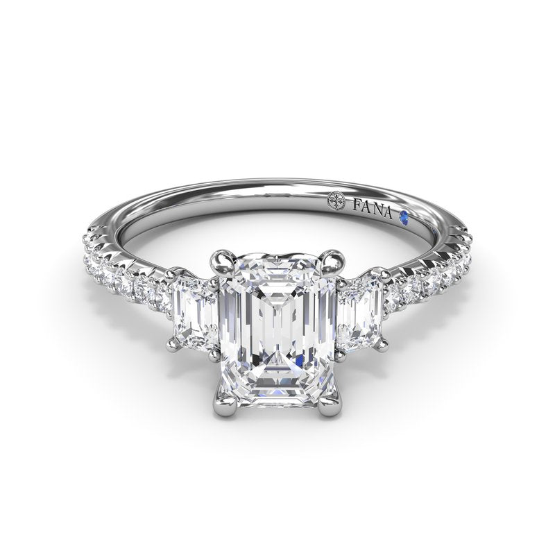 Enchanted Three Stone Emerald Diamond Engagement Ring S4111 - TBird