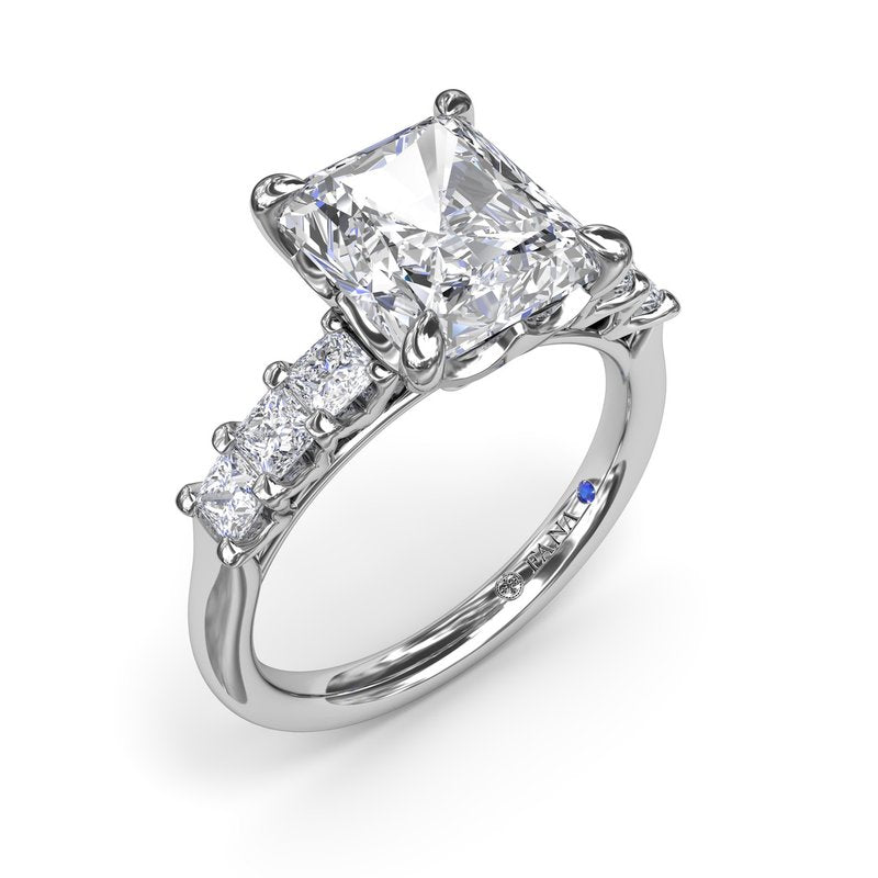 Princess Cut Side Stone Diamond Engagement Ring S4218 - TBird