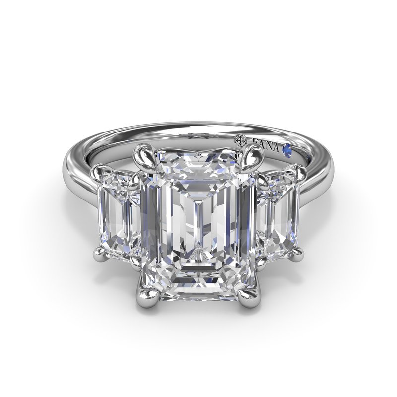 Three Stone Emerald Cut Diamond Engagement Ring S4276 - TBird