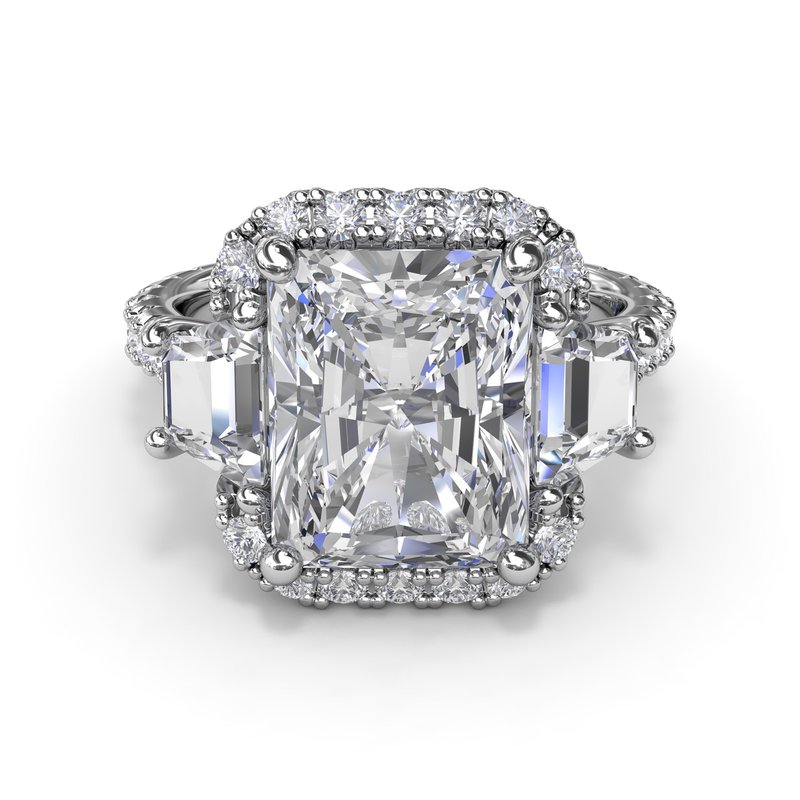 Three Stone Halo Diamond Engagement Ring S4277 - TBird