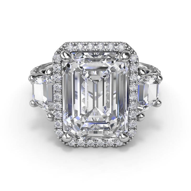 Three Stone Trapezoid Diamond Engagement Ring S4283 - TBird