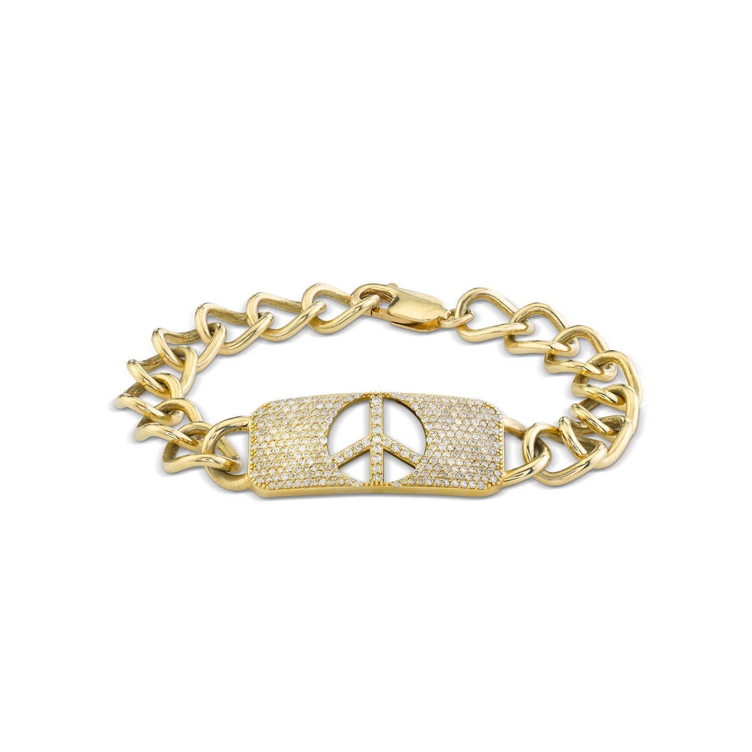 14k Gold Peace is the Answer Diamond ID Bracelet  SBG00007 - TBird