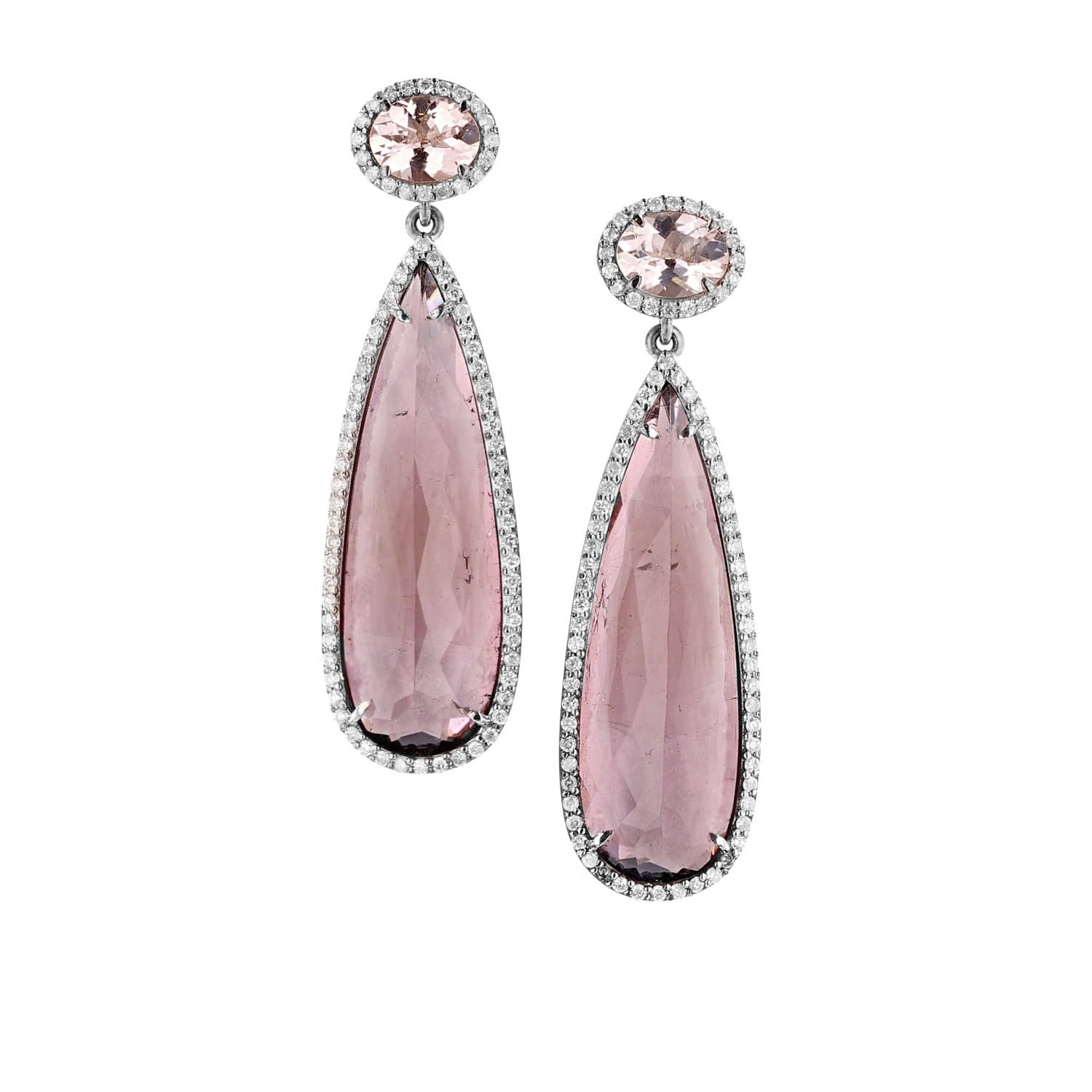 Pink Tourmaline and Morganite Double Drop Earrings SE000034 - TBird