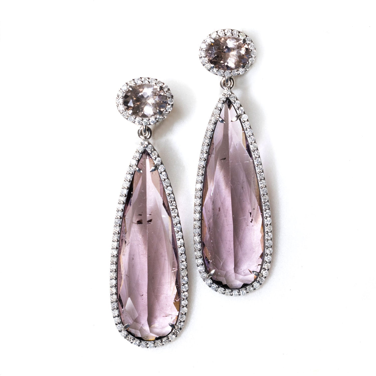 Pink Tourmaline and Morganite Double Drop Earrings SE000034 - TBird