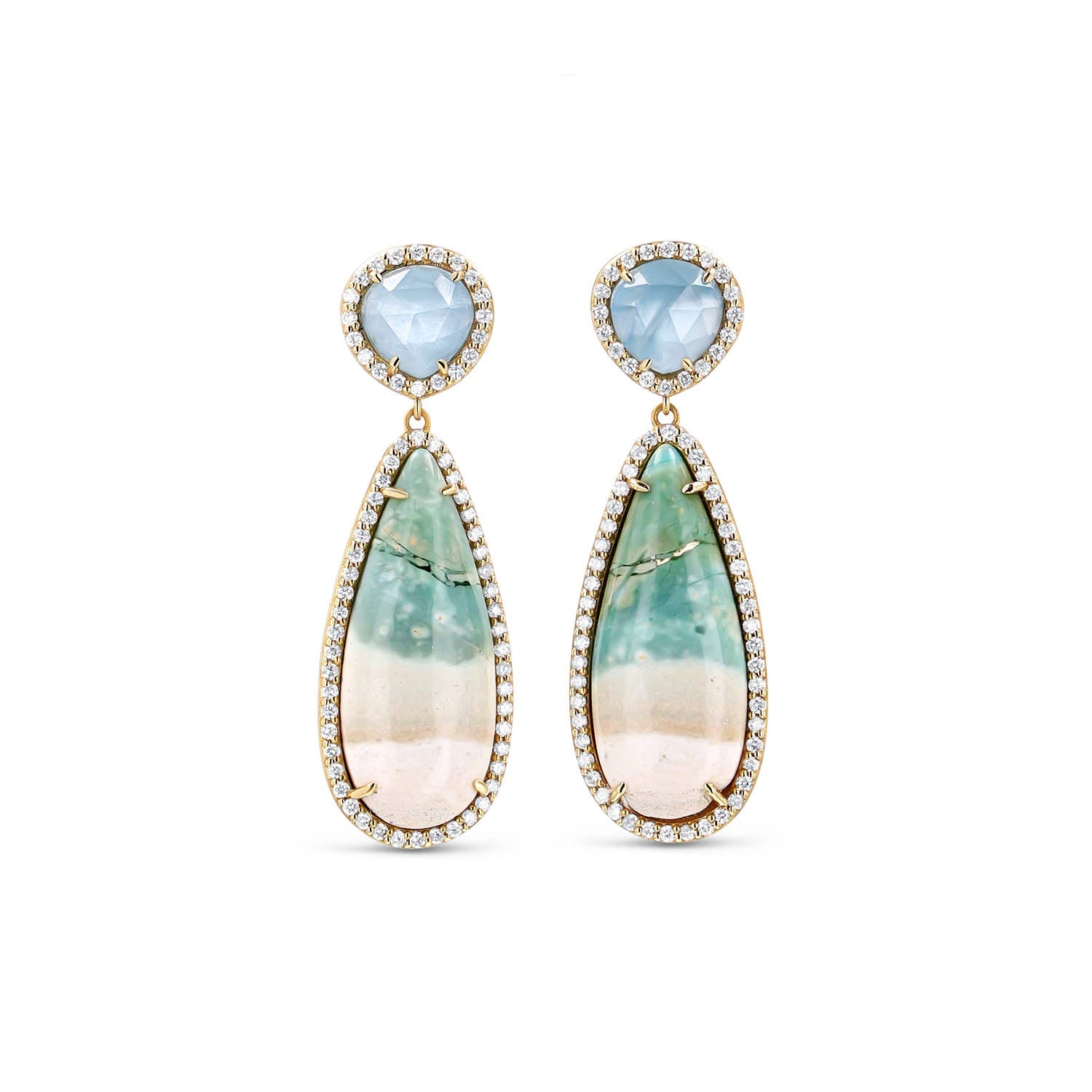 Aquamarine and Indonesian Opal Teardrop Earrings  SEG00042 - TBird
