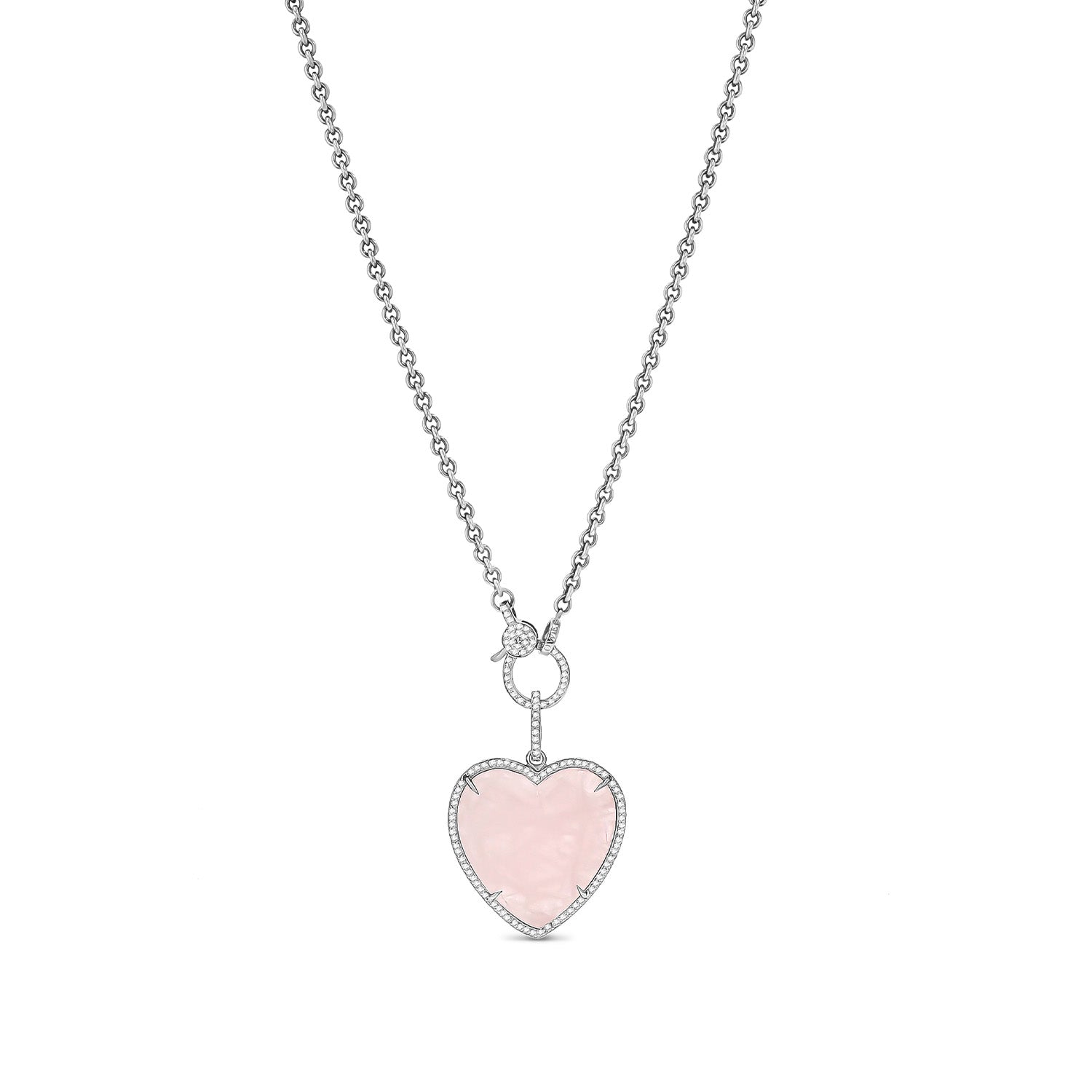Rose Quartz & Diamond Heart Chain Necklace SN000022 - TBird