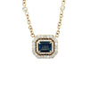 London Blue Topaz Double Diamond Halo on 14K Gold Chain with Diamond Stations  SNG00122 - TBird