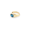 14k London Blue Topaz Bezeled Signet Ring SRG024-8.5 - TBird