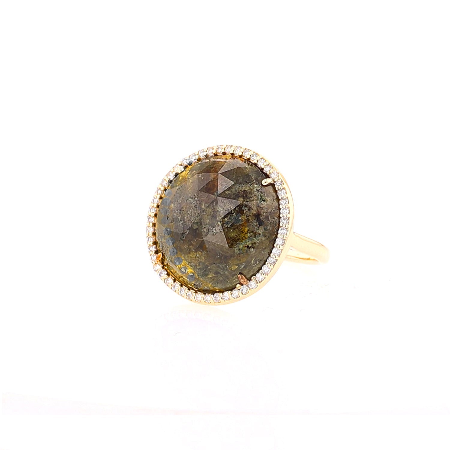 14K Green Garnet Diamond Halo Petite Cocktail Ring  SRG062-8 - TBird