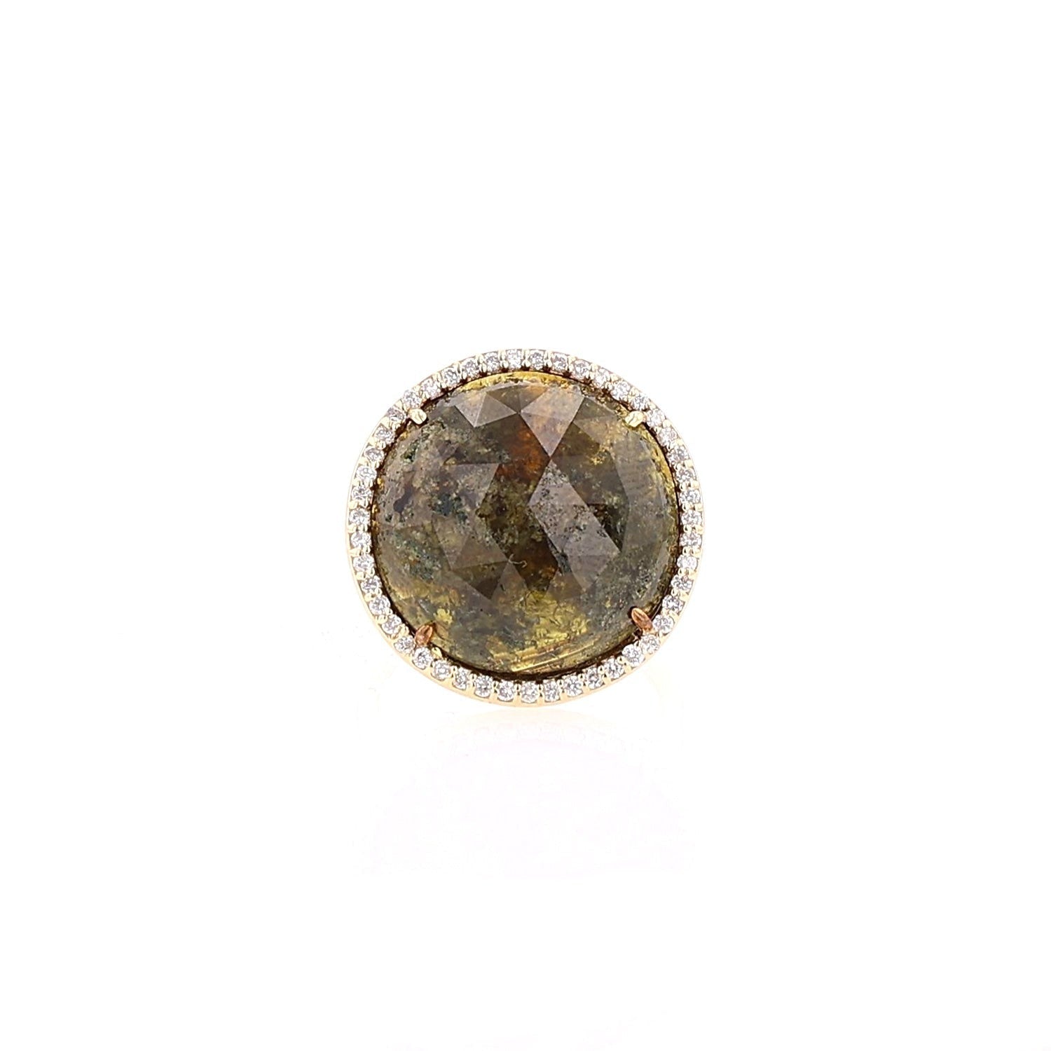 14K Green Garnet Diamond Halo Petite Cocktail Ring  SRG062-8 - TBird