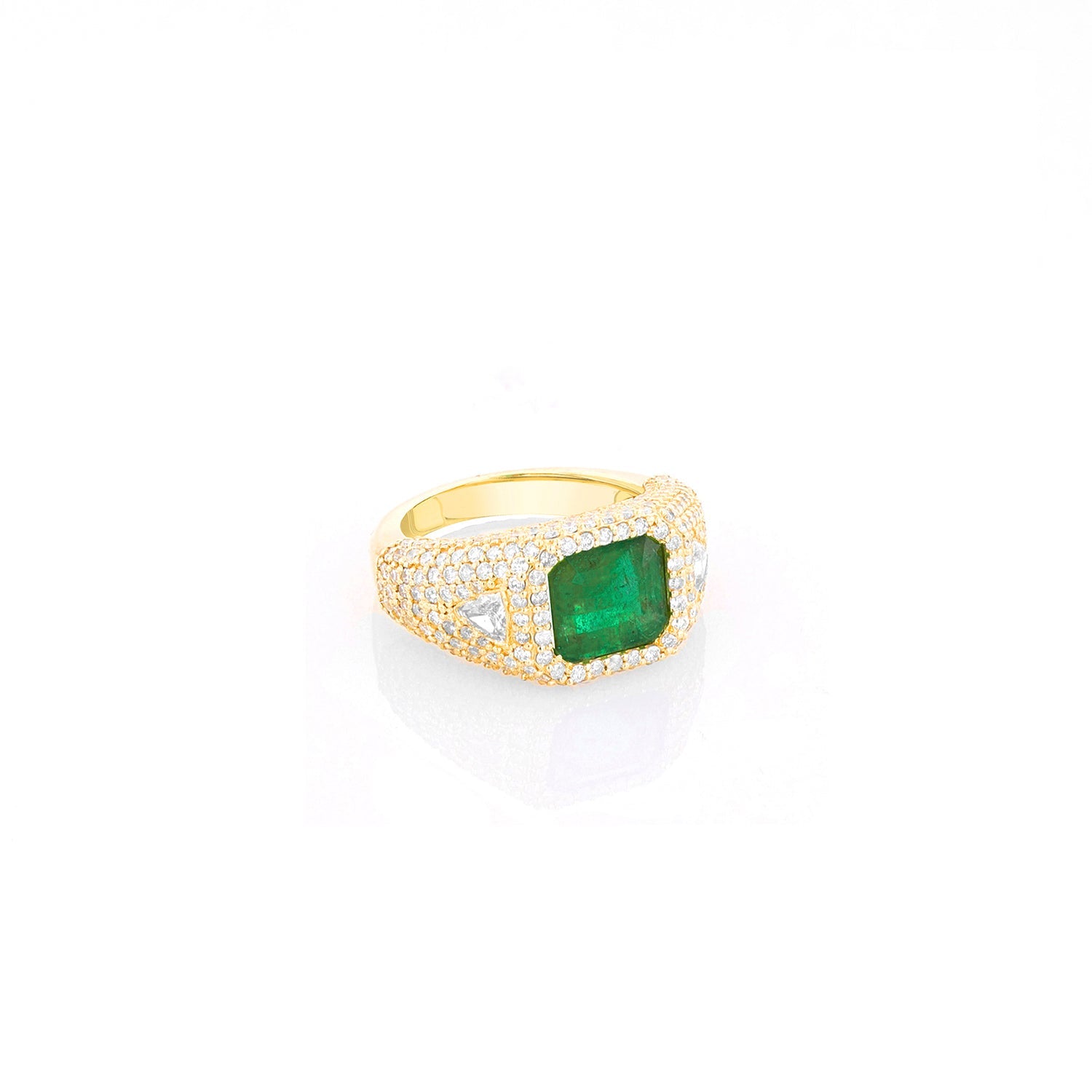 14K Emerald Diamond Bombe Ring  SRG086-8 - TBird