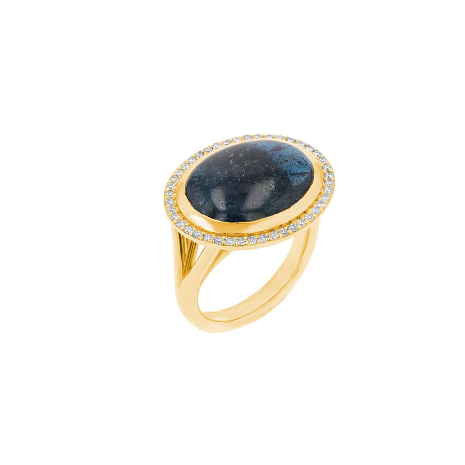 14k Blue Tourmaline Joni Ring with Diamond Halo  SRG105-8 - TBird