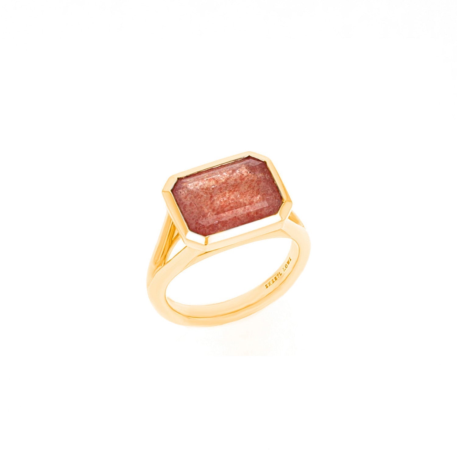The Joni 14k Gold Emerald Cut Ring - Strawberry Quartz  SRG110-8 - TBird