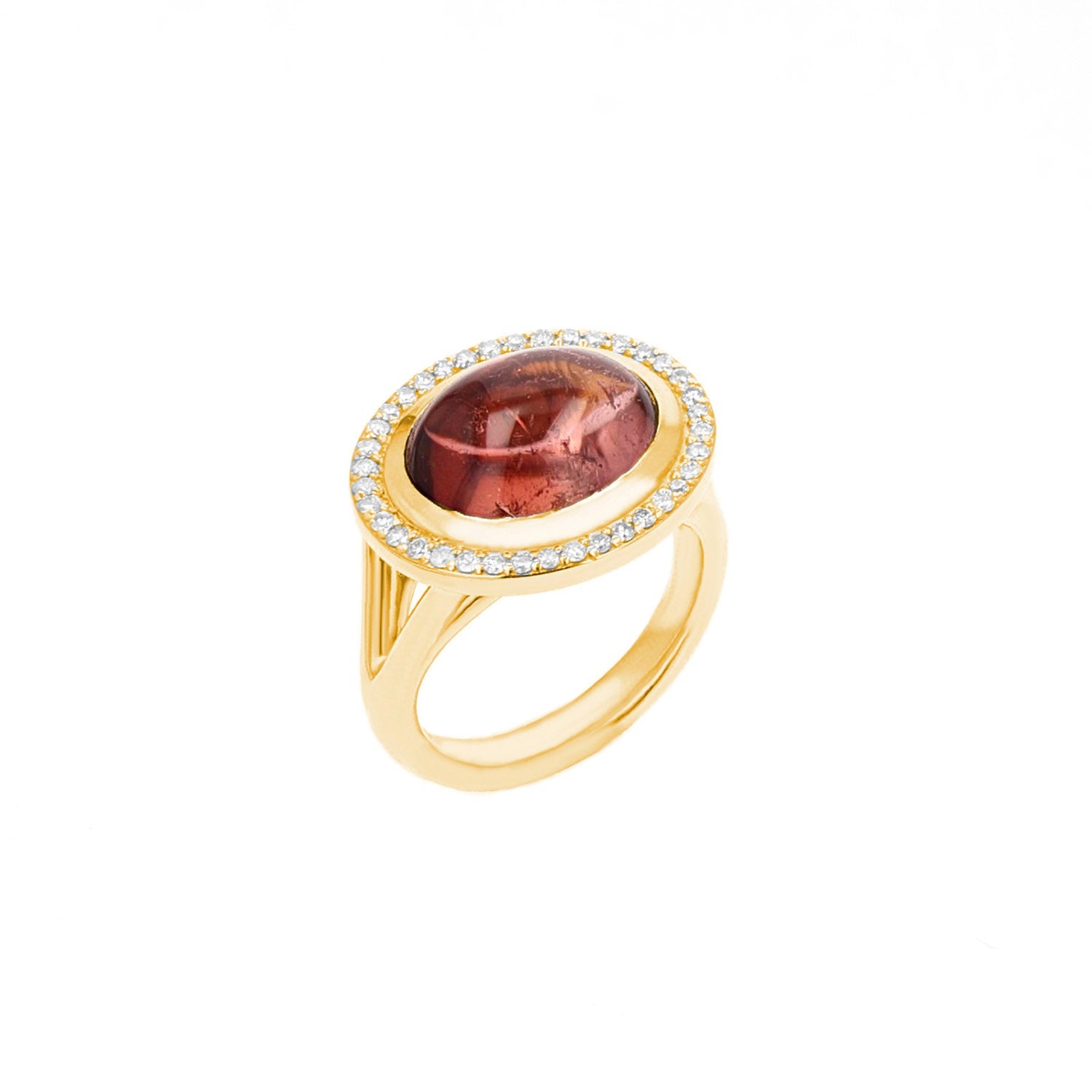 14k Tangerine Tourmaline Joni Ring with Diamond Halo SRG112-75 - TBird